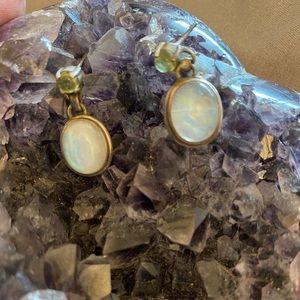 Absolutely stunning rainbow moonstone and peridot earrings set in.925 sterling